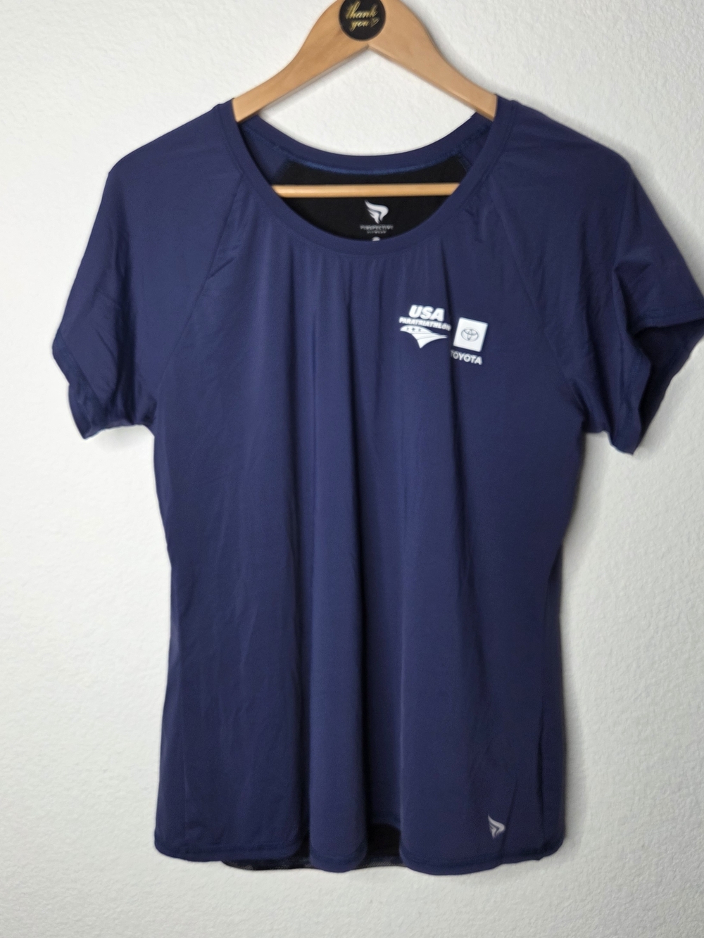 USA Triathalon Performance Short-Sleeve Women's Top, Size Large, Navy Black